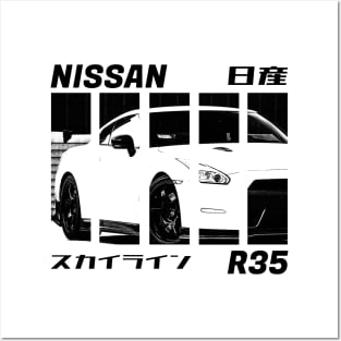 NISSAN GT-R R35 Black 'N White 3 Posters and Art